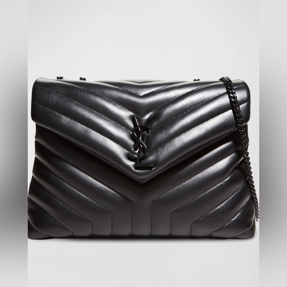 Yves Saint Laurent Black Chevron Shoulder Bag - Picture 14 of 15